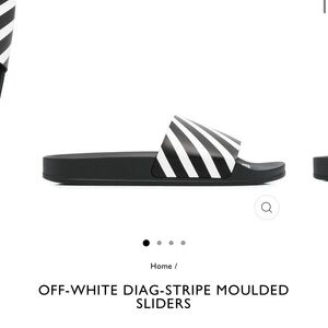 Off-White Diagonal Stripe Slides | Men’s Size 44 | Black & White